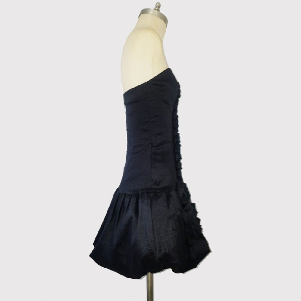 Vtg 80s Black Strapless Cocktail Party Dress 6 - Picture 5 of 9